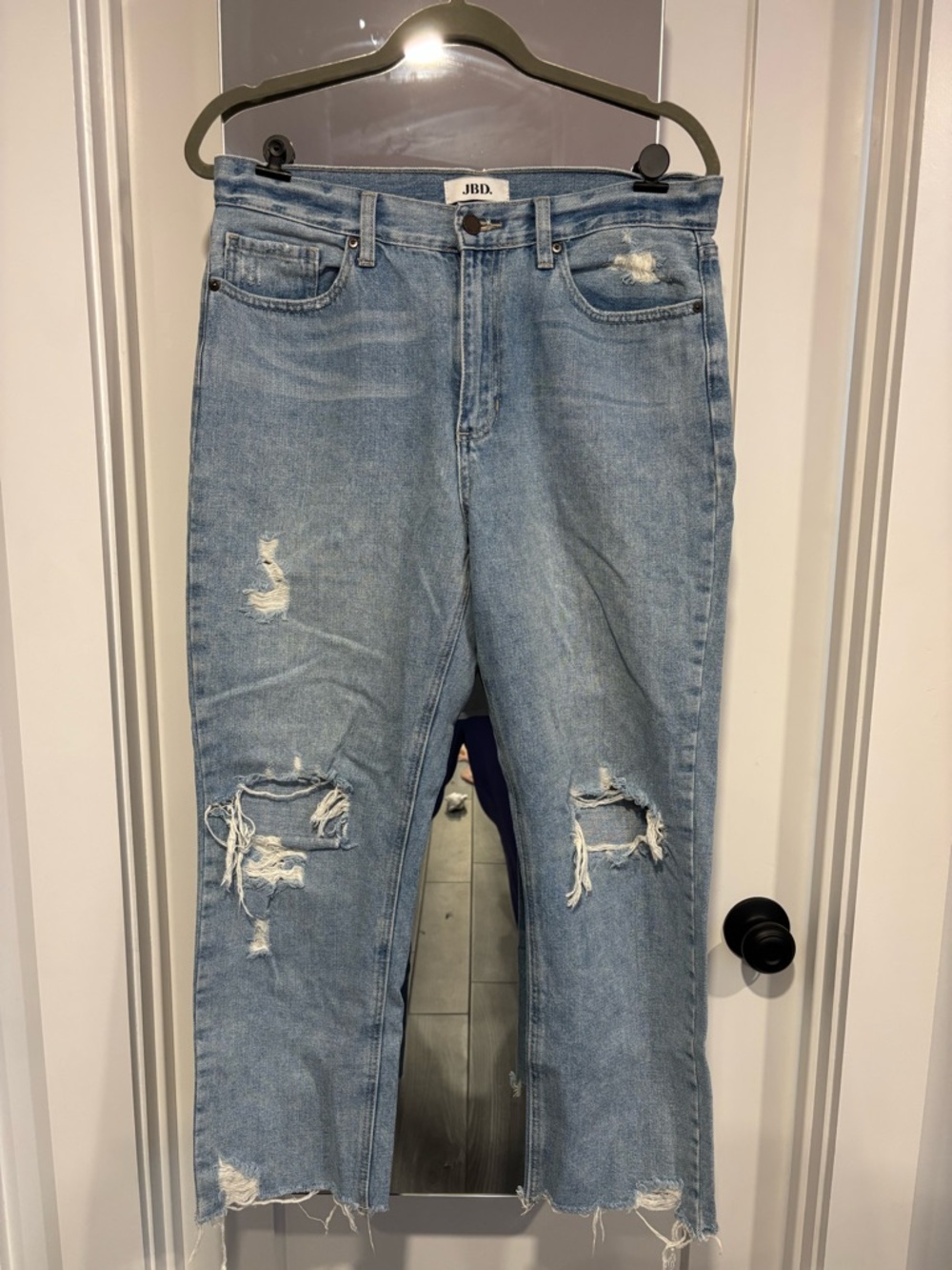 Just Black Light Blue Distressed Straight Leg Jeans